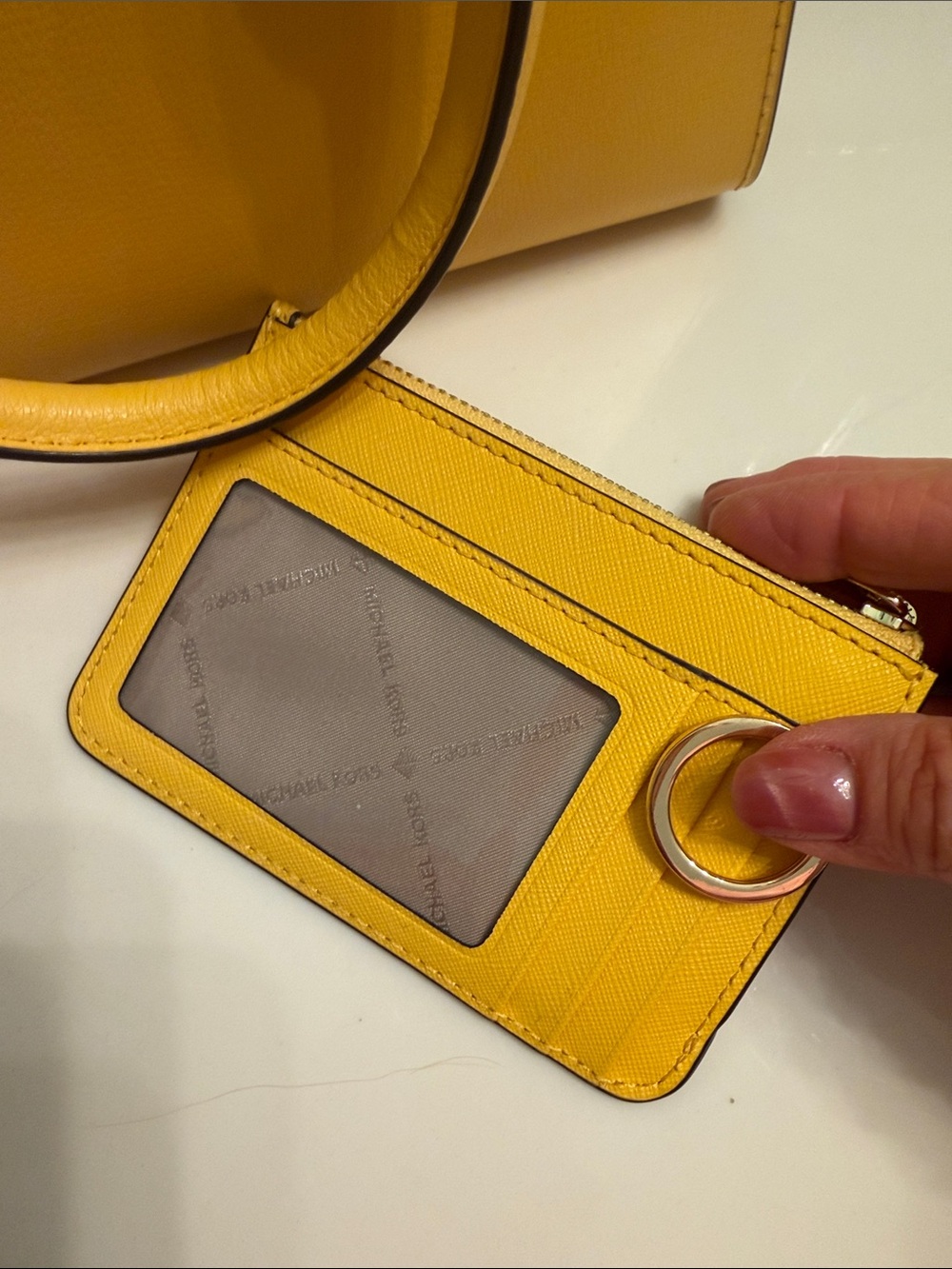 Michael Kors Yellow Leather Satchel with Zip Card Case - Picture 9 of 11